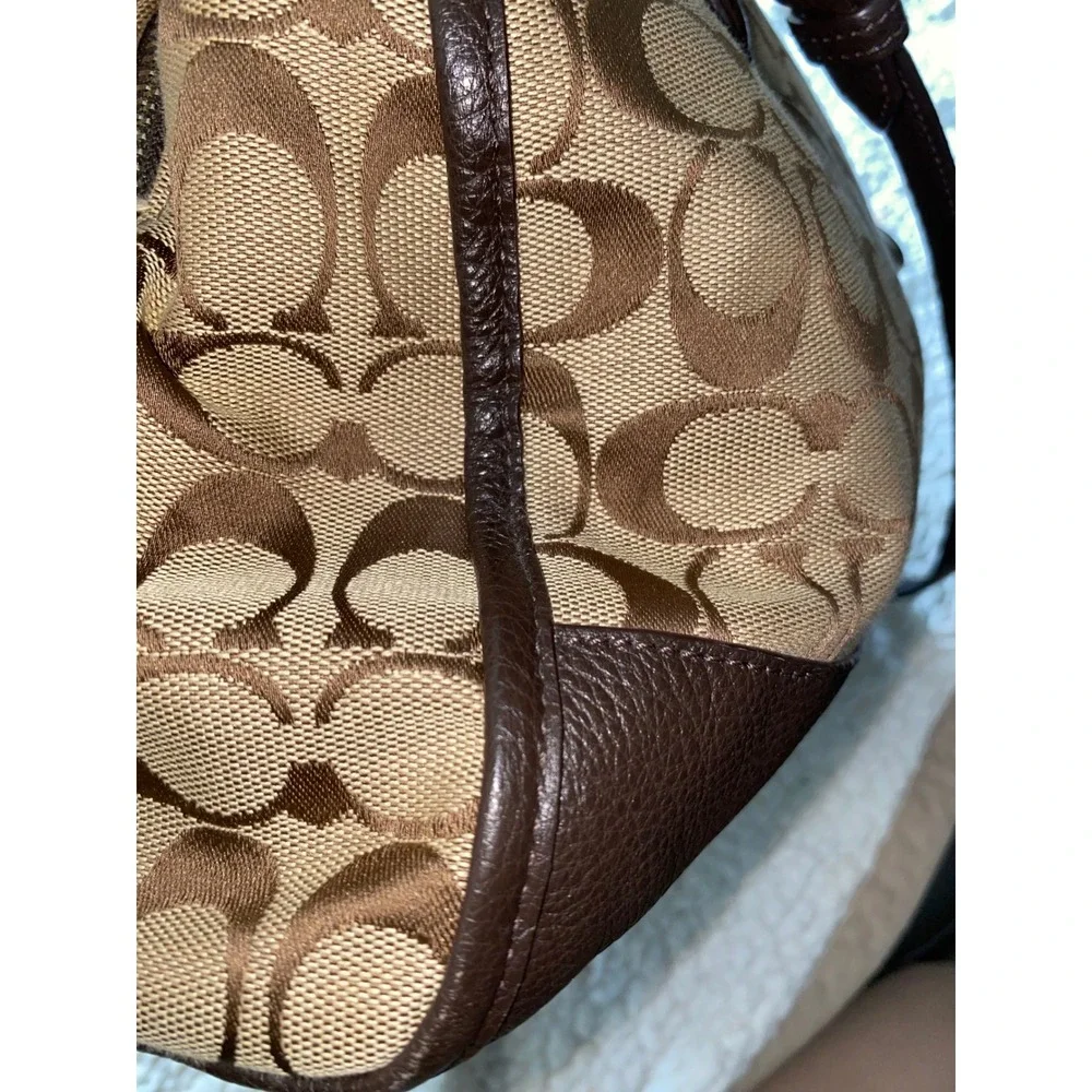 Rare Coach‎ Signature C Park Signature KT Zip Satchel Khaki/Brown 3 Zipper Pu se